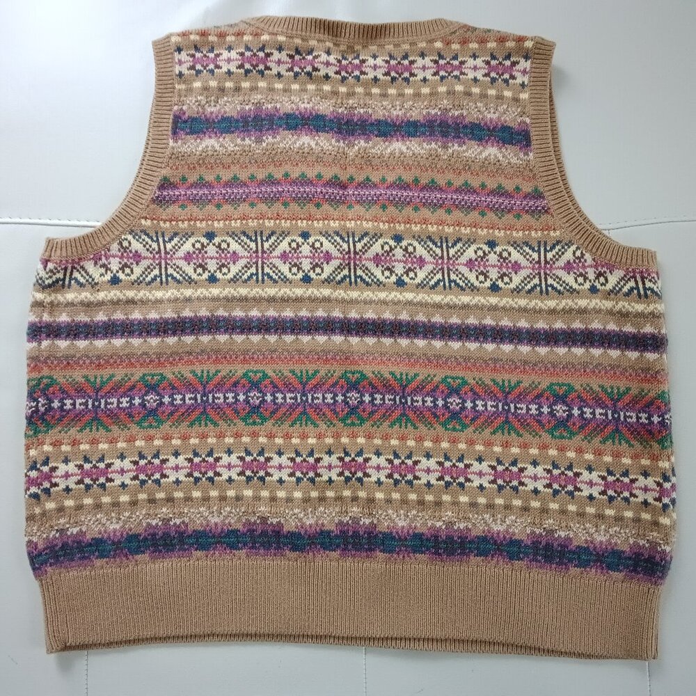 Lauren Ralph Lauren Fair Isle Cotton Vest 2XL NWT - Picture 2 of 5